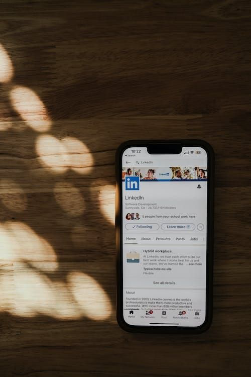 LinkedIn profile displayed on mobile phone
